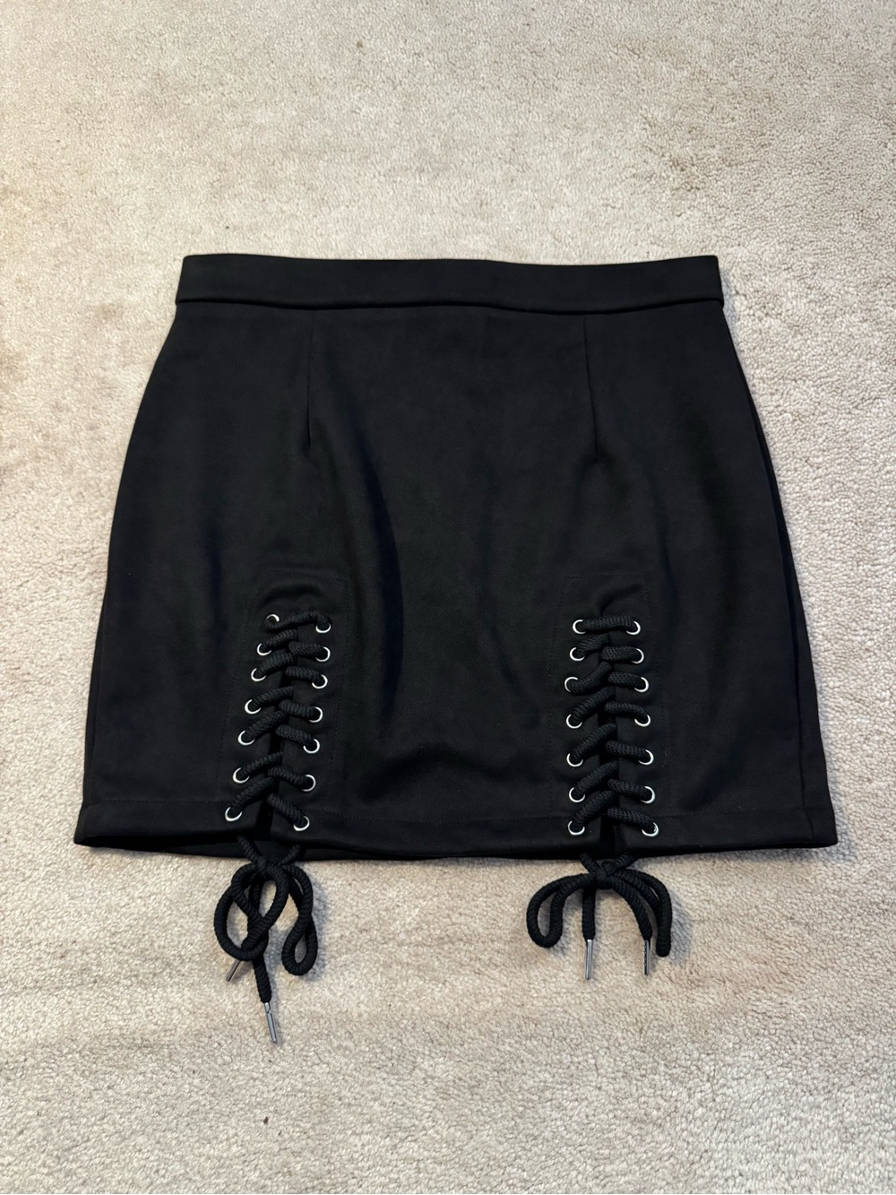 Source Unknown Black Lace-Up Mini Skirt
